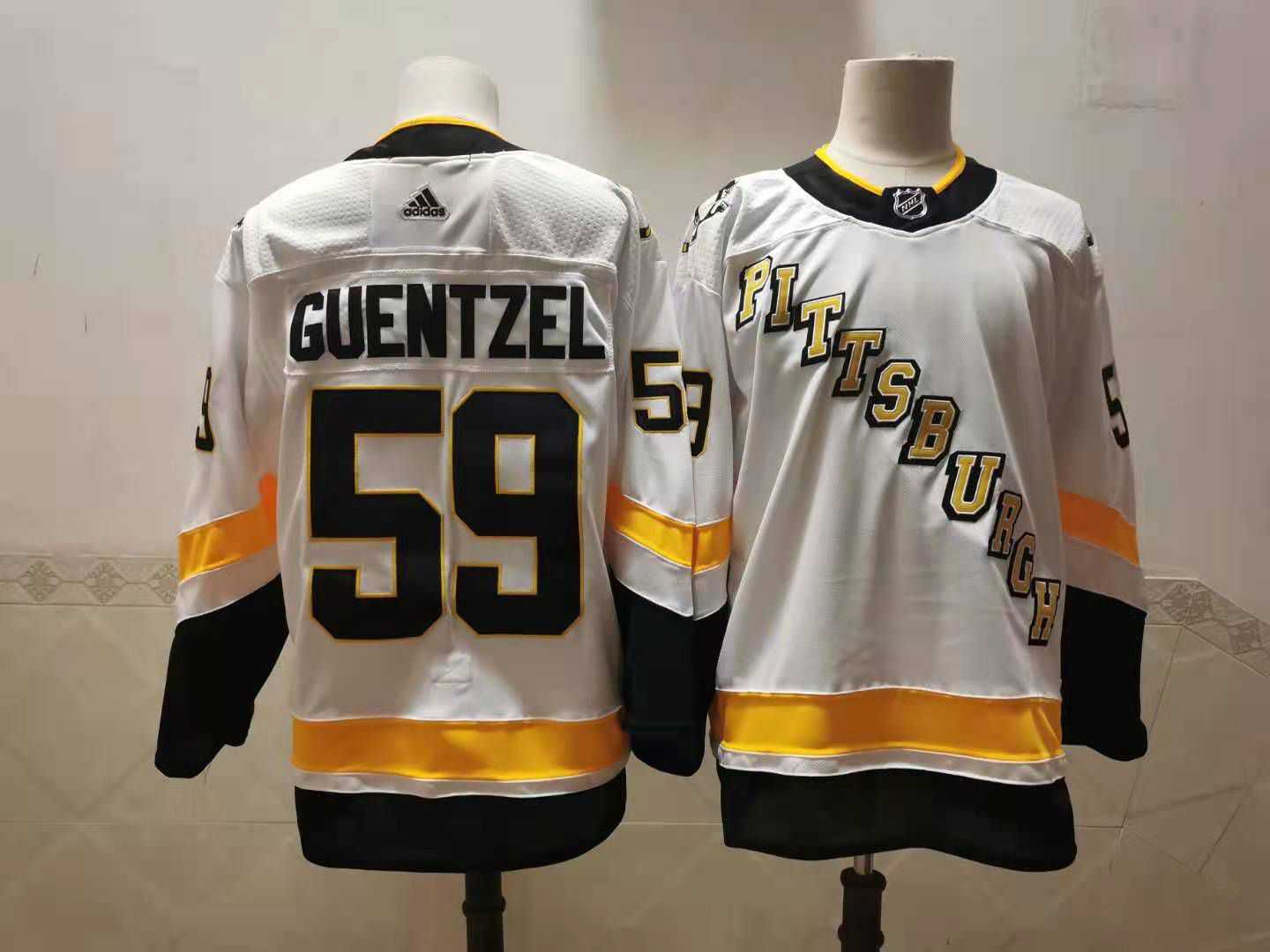 Men Pittsburgh Penguins 59 Guentzel White Authentic Stitched 2020 Adidias NHL Jersey